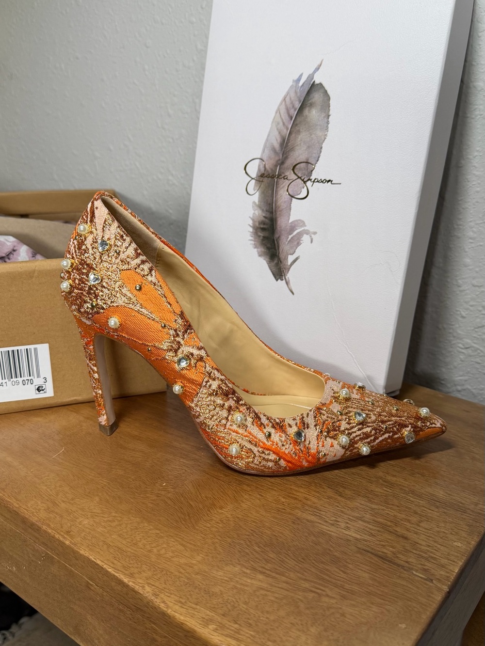 Jessica Simpson Welica Metallic Embroidered Embellished Pumps - Picture 1 of 8